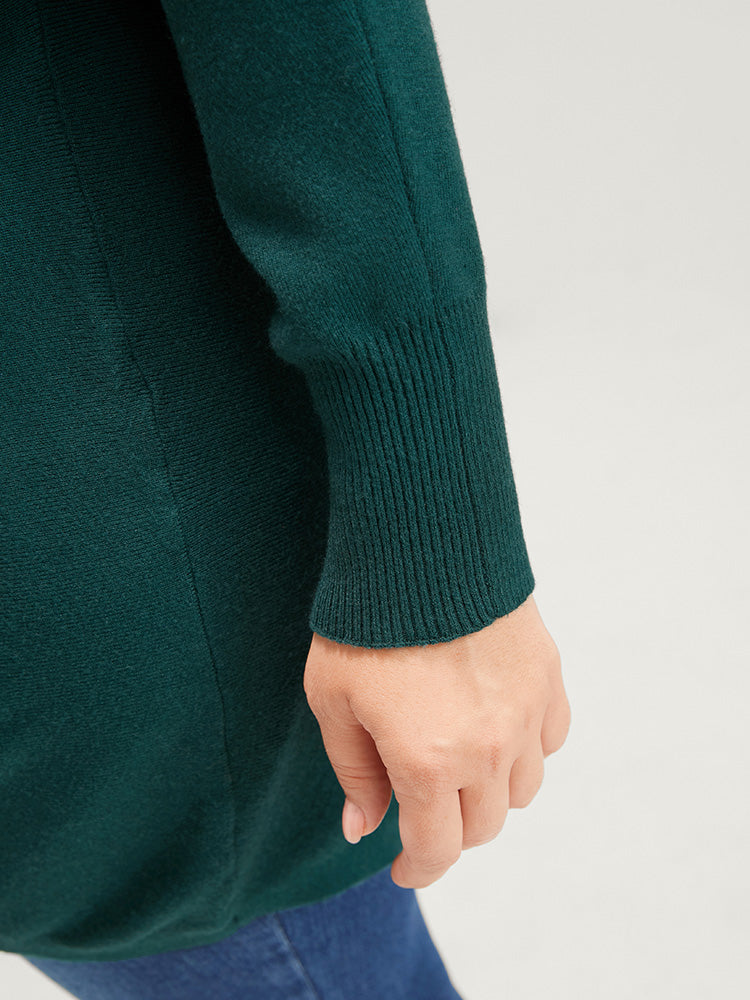 Solid Soft Sexy Yarn Knit Dolman Sleeve Cold Shoulder Knit Top