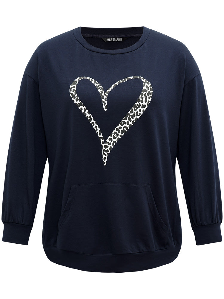 Love Moschino Leopard Heart Sweatshirt In Black