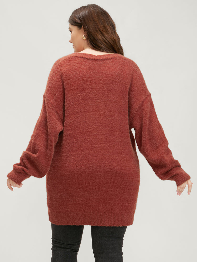 Solid Pointelle Knit Pocket Button Front Heather Cardigan