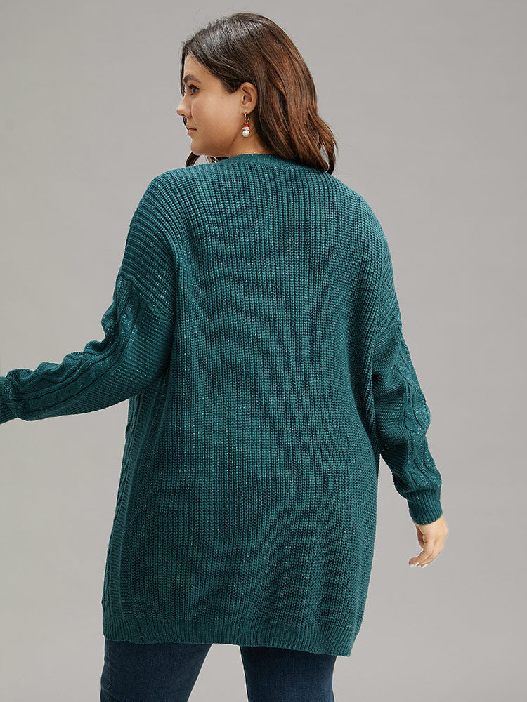 Plain Cable Knit Luxe Open Front Cardigan