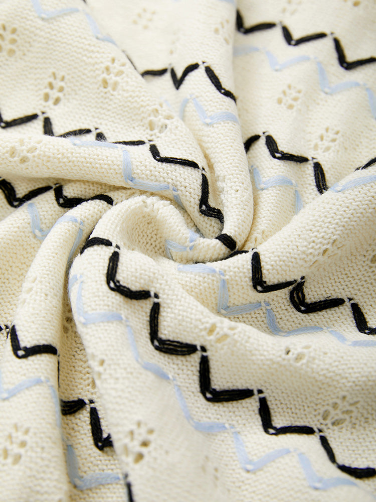 UltraCool Wave Striped Eyelet Button Through Cardigan