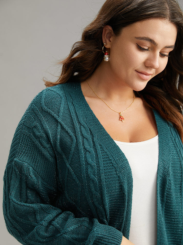 Plain Cable Knit Luxe Open Front Cardigan