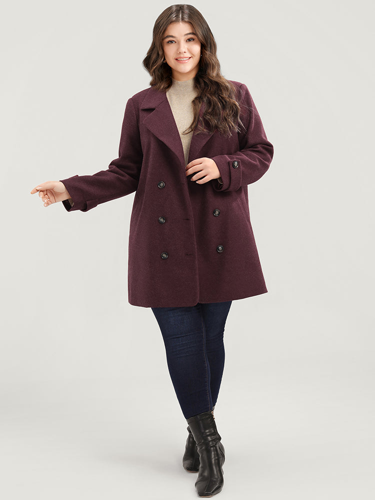 Solid Suit Collar Pocket Double Breasted Blazer