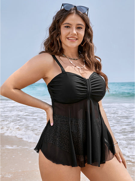  BEACH HOUSE Portia Mesh Layer Tankini Top - Ruffle Crochet  Swimsuit Top, Black 6 : Clothing, Shoes & Jewelry