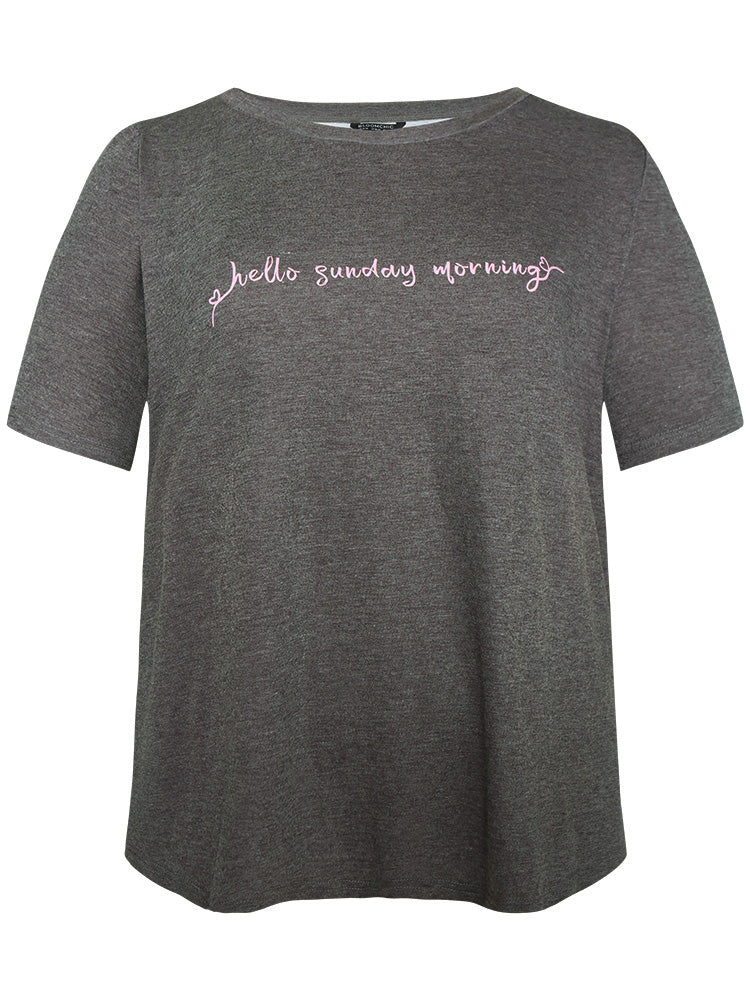 Sunday Morning Print Heather Pajama Top