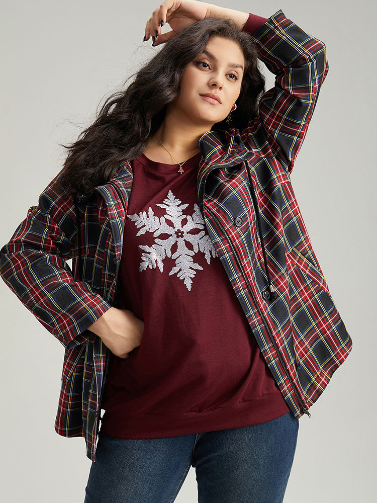 Plaid Slant Pocket Hooded Coat