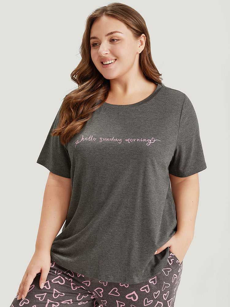 Sunday Morning Print Heather Pajama Top