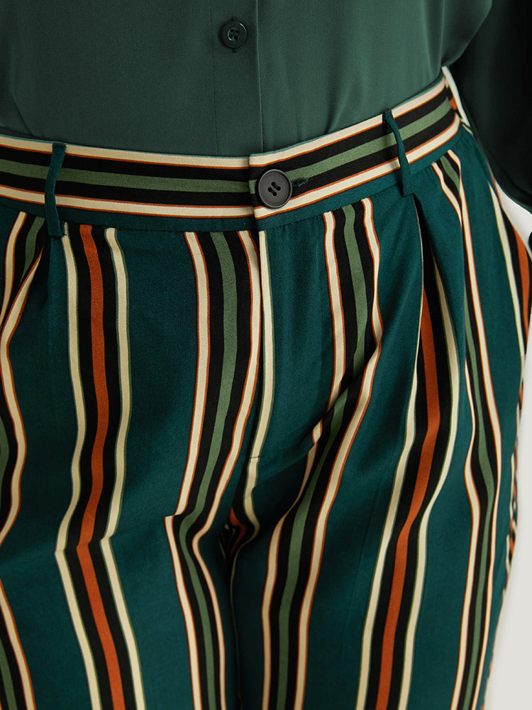Striped Pocket Elastic Waist Woven Pants