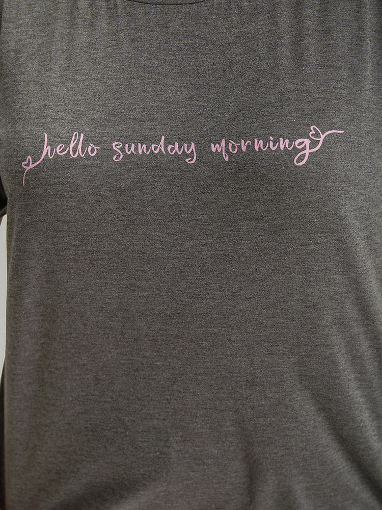 Sunday Morning Print Heather Pajama Top