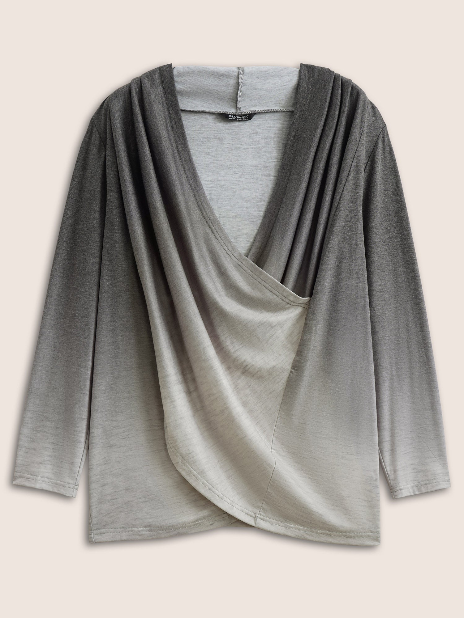 Ombre Crossover Surplice Neck T-shirt