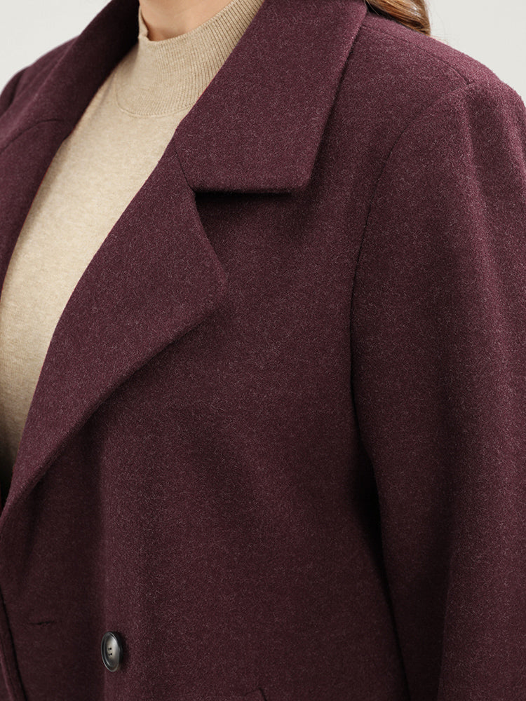 Solid Suit Collar Pocket Double Breasted Blazer