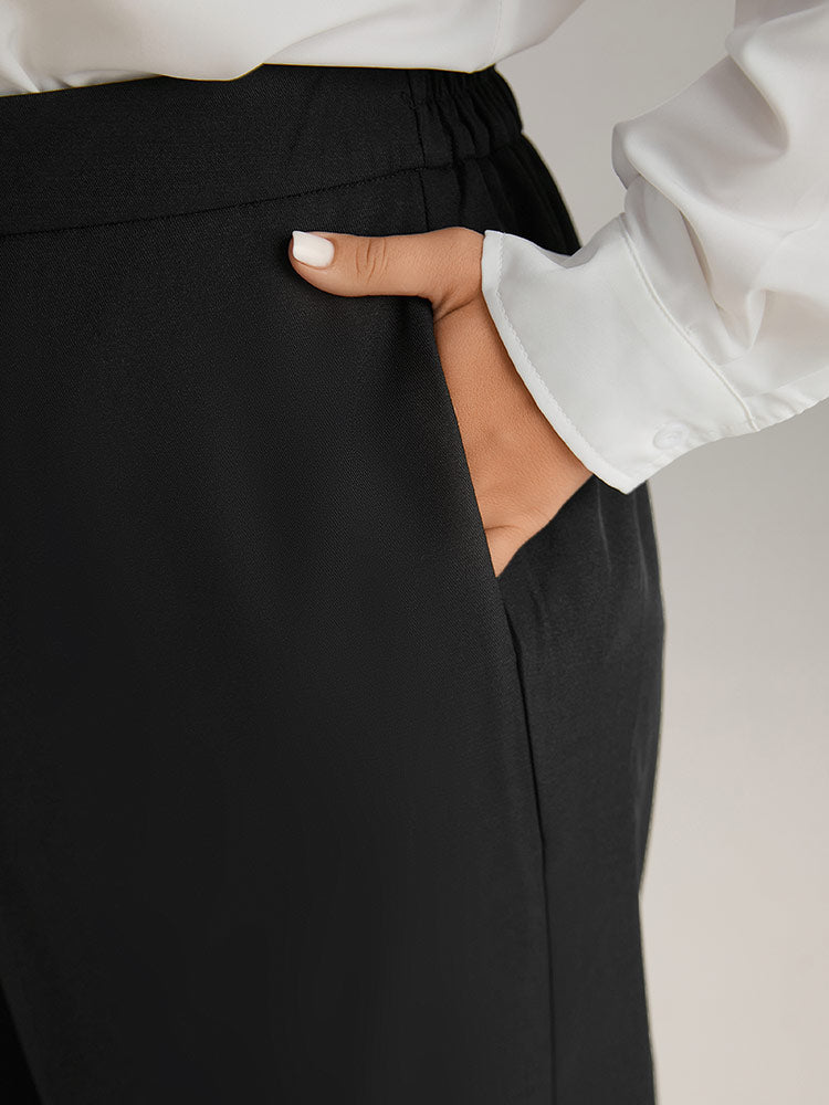 Anti-Wrinkle Plain High Rise Split Hem Pants – BloomChic