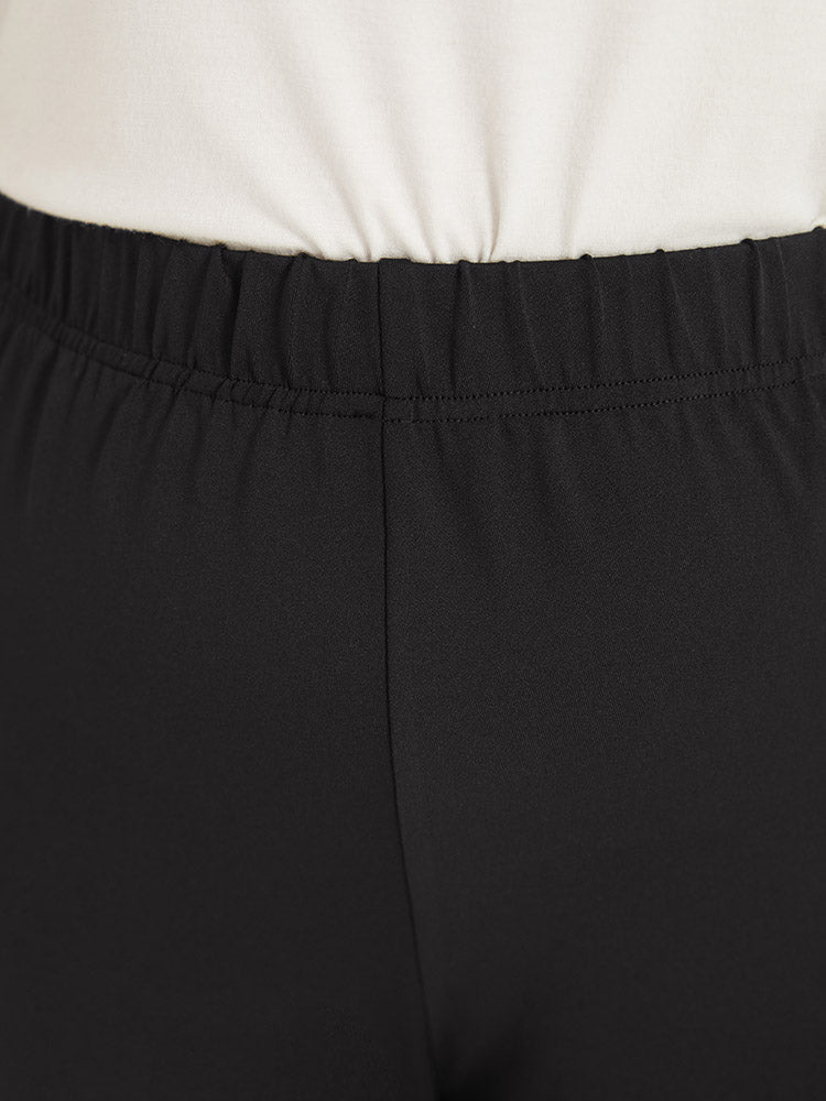 Solid Twist Front Elastic Waist Leggings
