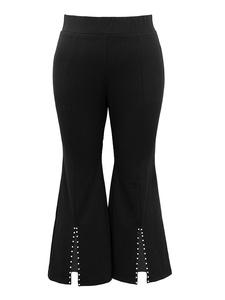 Split Front Pants Black