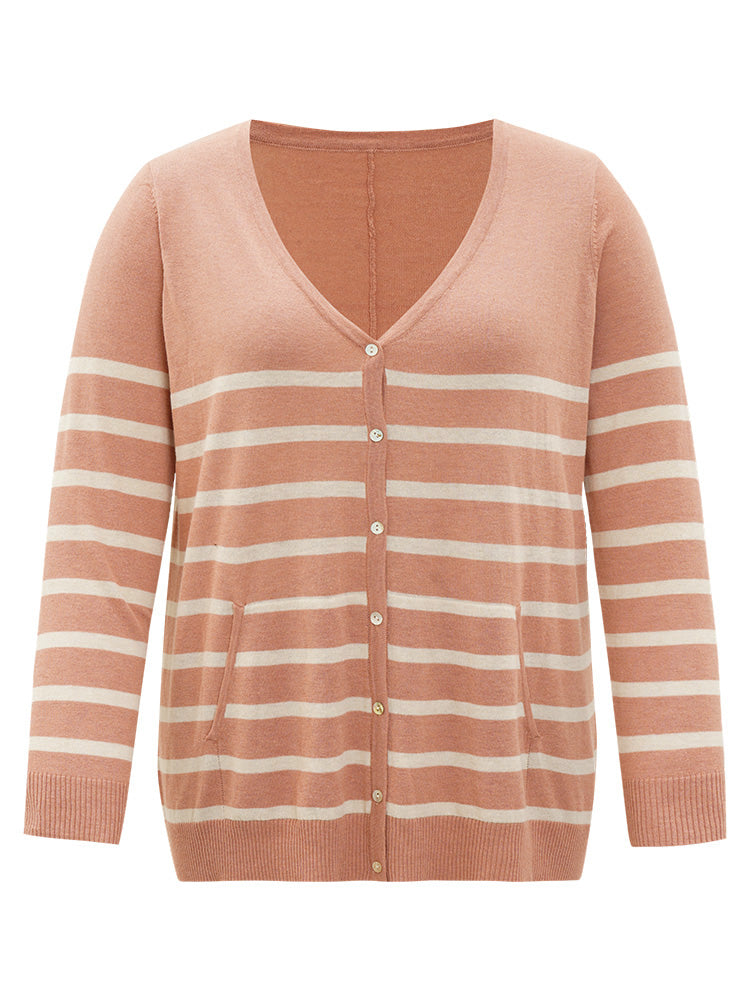 Supersoft Essentials Striped Pocket Button Through Cardigan