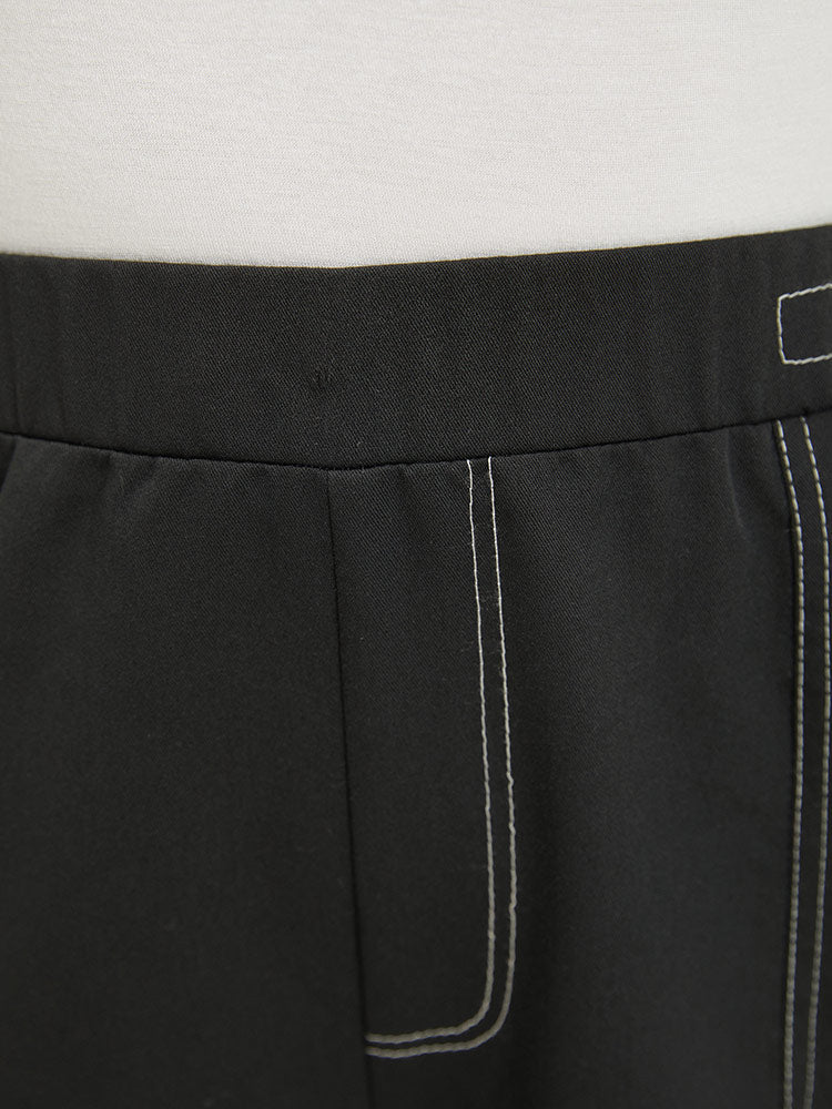 Plain Stitch Slant Pocket High Rise Pants