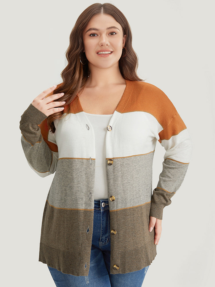 Supersoft Essentials Colorblock Contrast Button Up Lightweight Cardigan