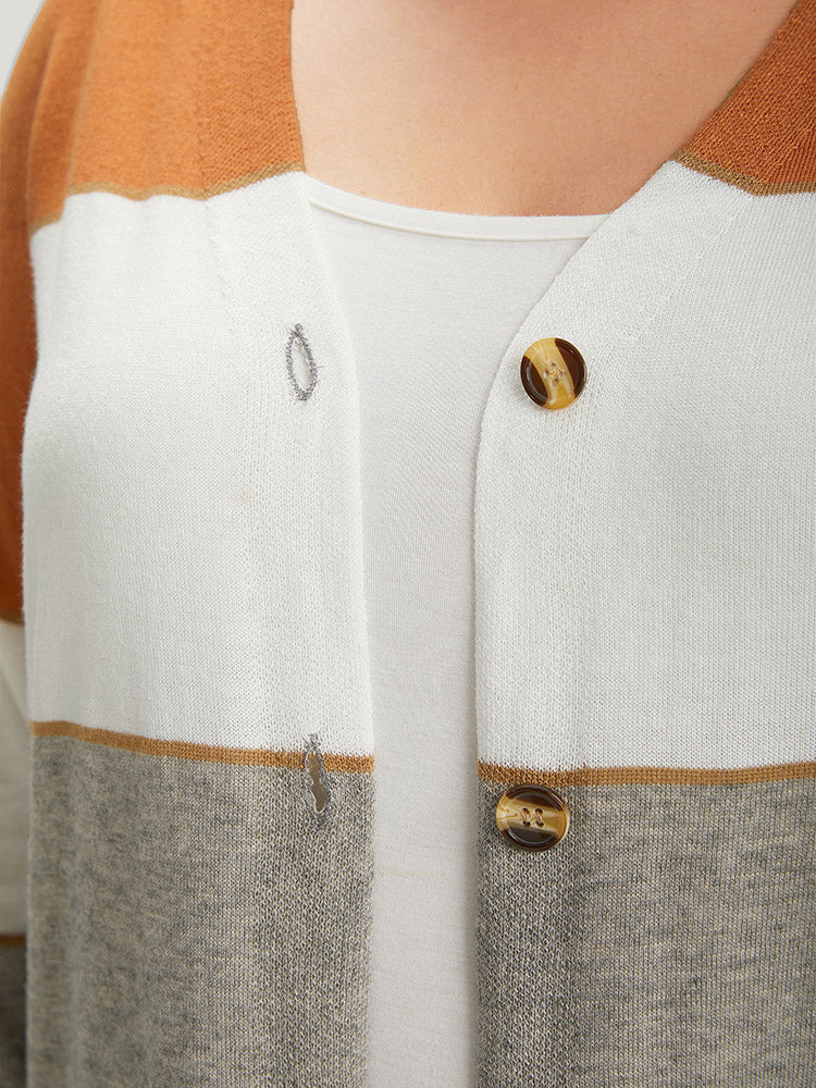 Supersoft Essentials Colorblock Contrast Button Up Lightweight Cardigan
