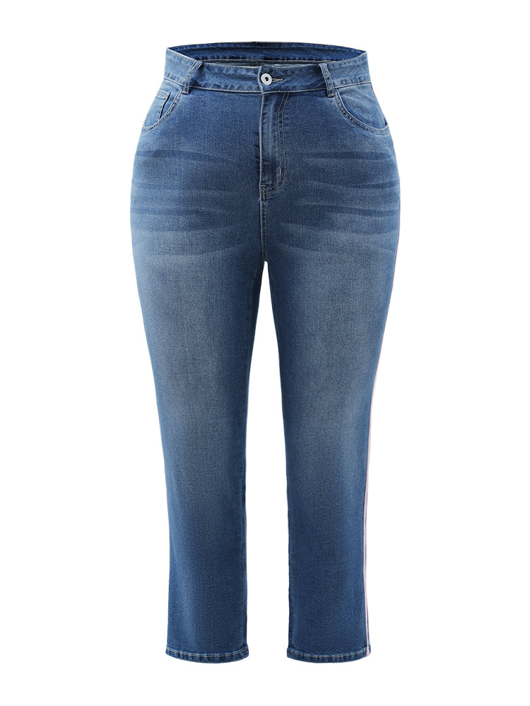 Very Stretchy Medium Wash Contrast Striped Jeans
