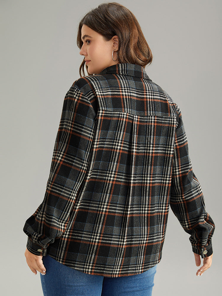 Plaid Button Fly Flap Pocket Shacket