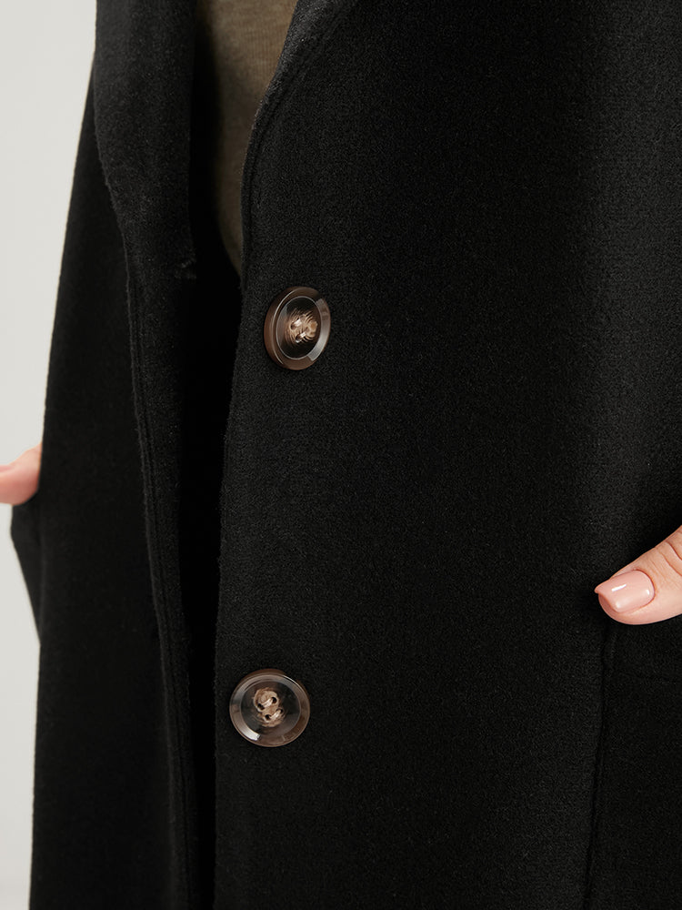 Solid Suit Collar Pocket Belted Sleeveless Vest
