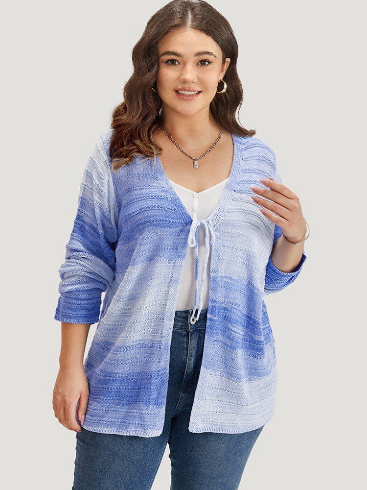 Ombre Knotted Front Bodycon Cardigan