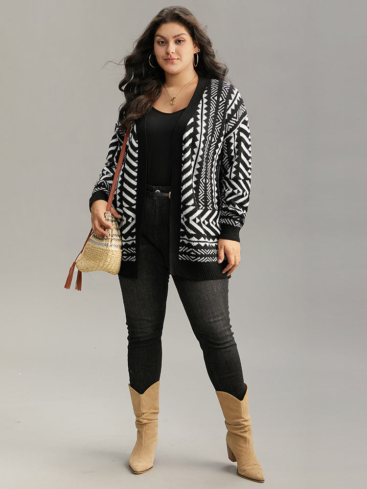 Bandana Print Open Front Loose Cardigan
