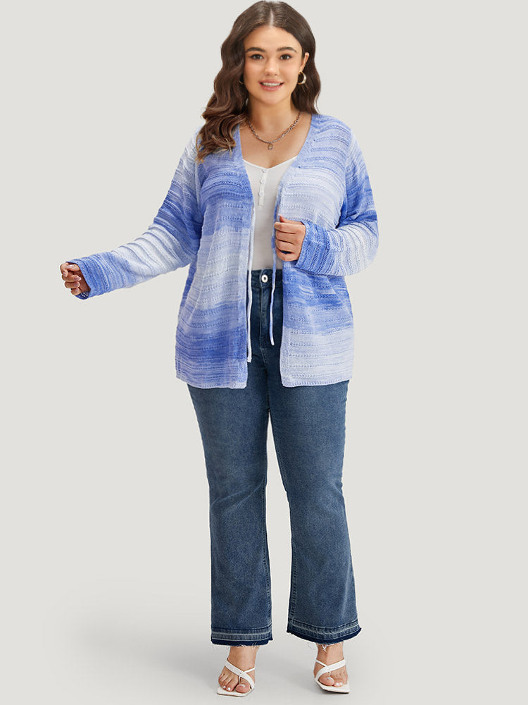 Ombre Knotted Front Bodycon Cardigan