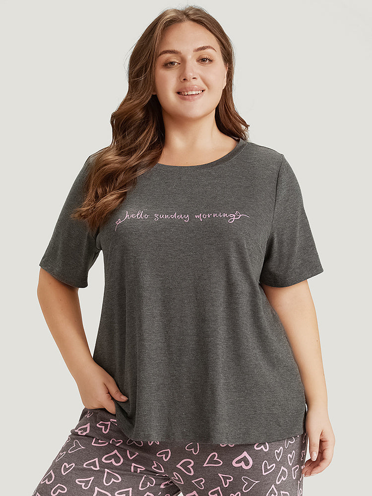 Sunday Morning Print Heather Pajama Top