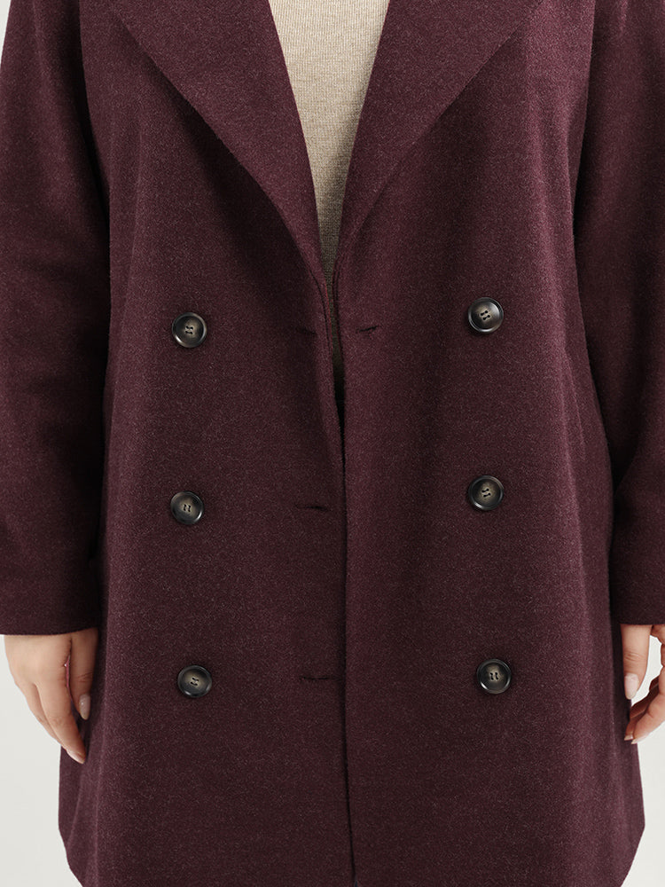 Solid Suit Collar Pocket Double Breasted Blazer