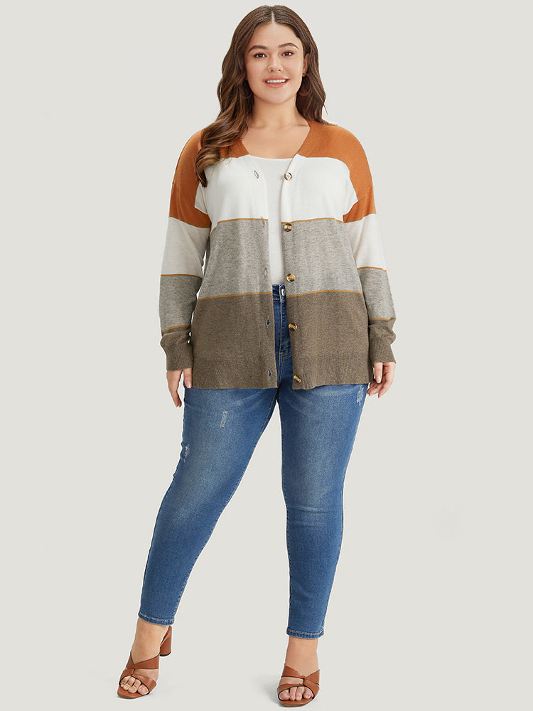 Supersoft Essentials Colorblock Contrast Button Up Lightweight Cardigan