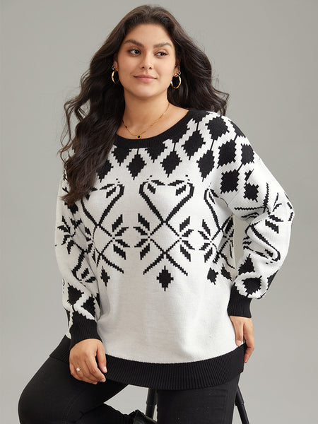 Supersoft Essentials Geometric Jacquard Crew Neck Pullover