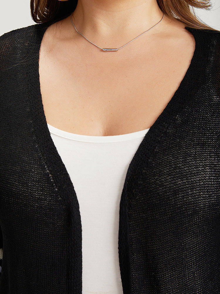 Rainbow Striped Open Front Drop Shoulder Cardigan