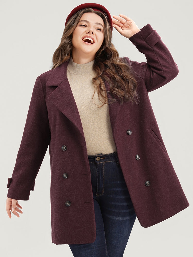 Solid Suit Collar Pocket Double Breasted Blazer