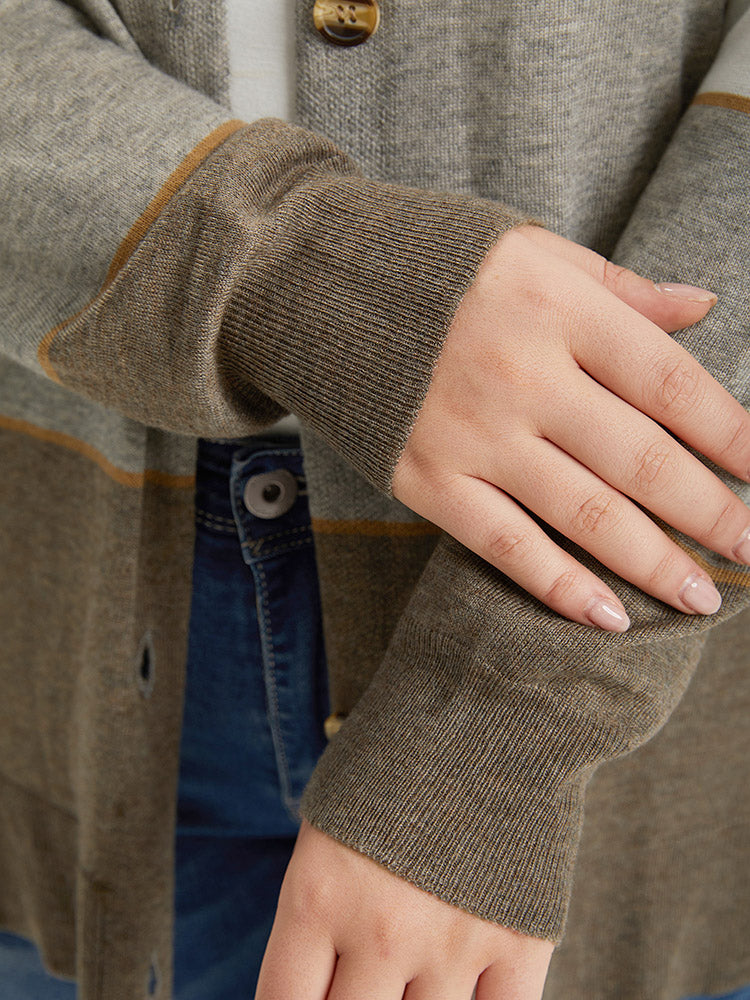 Supersoft Essentials Colorblock Contrast Button Up Lightweight Cardigan