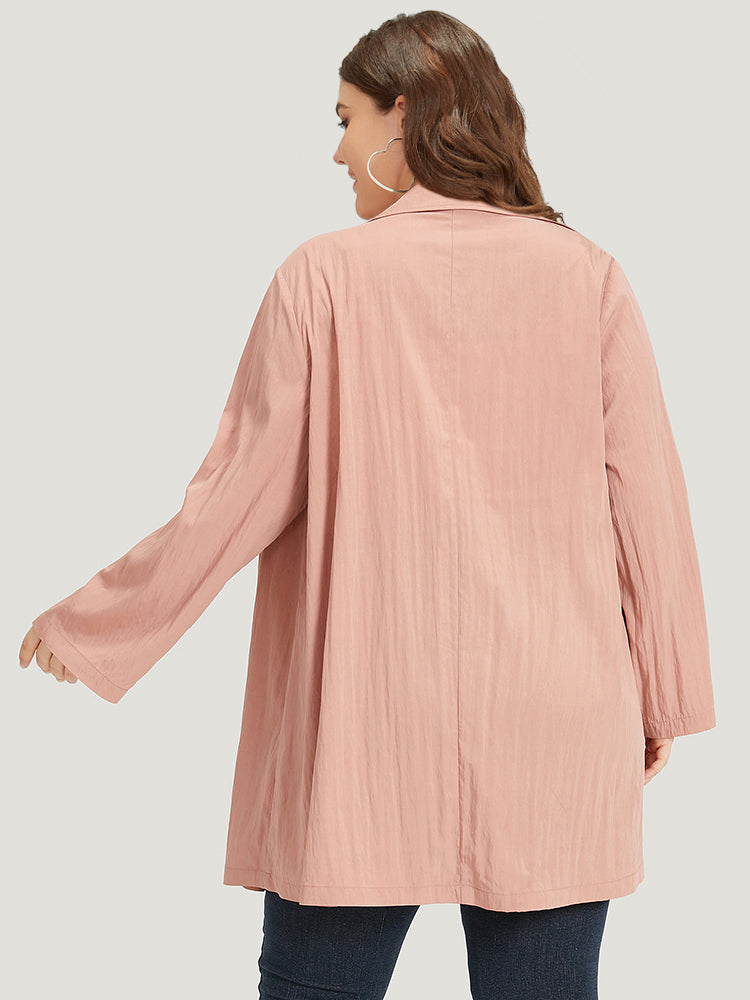 Plain Lapel Collar Asymmetrical Tab Sleeve Trench Coat