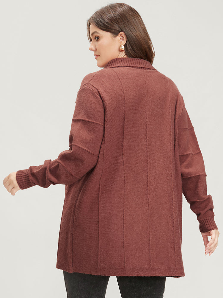 Solid Soft Sexy Yarn Knit Lapel Collar Open Front Cardigan
