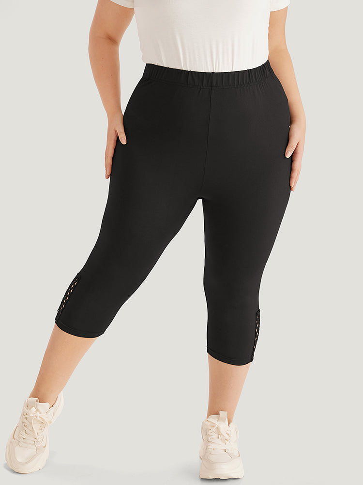 Plain Crisscross Side Patchwork High Rise Leggings