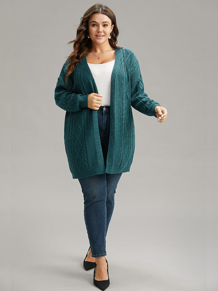 Plain Cable Knit Luxe Open Front Cardigan