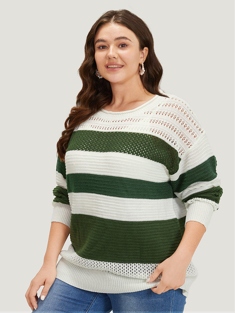 Two Tone Colorblock Patchwork Cut Out Pullover