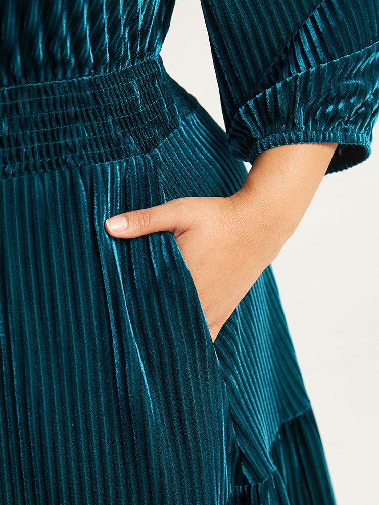 Velvet Shirred Pocket Notched Dress – BloomChic